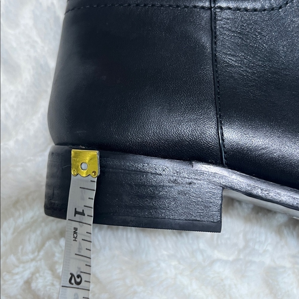 Tory Burch Black Leather Riding Boots Logo Medallion Knee High Size 7.5 - Picture 13 of 14